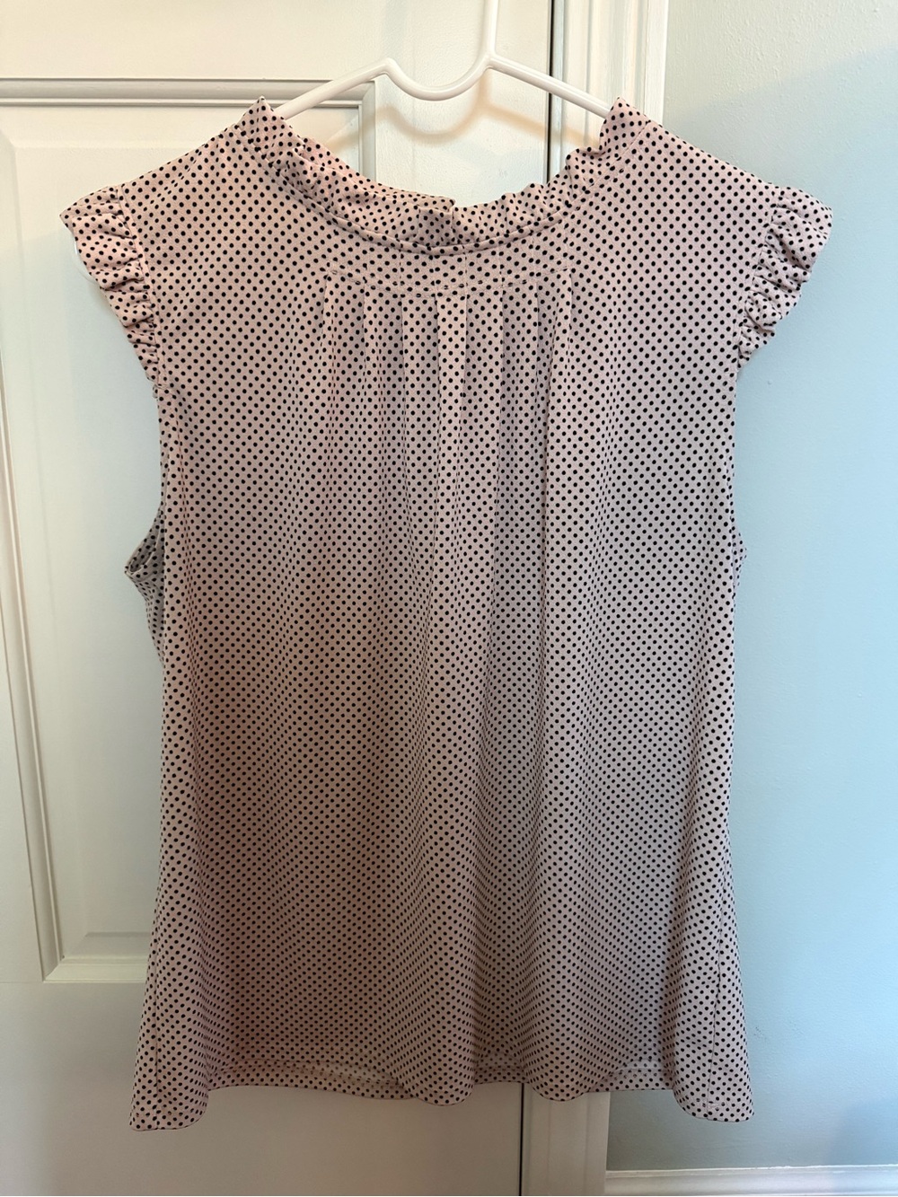 Adrianna Papell Pink Polka Dot Ruffle Cap-Sleeve Blouse